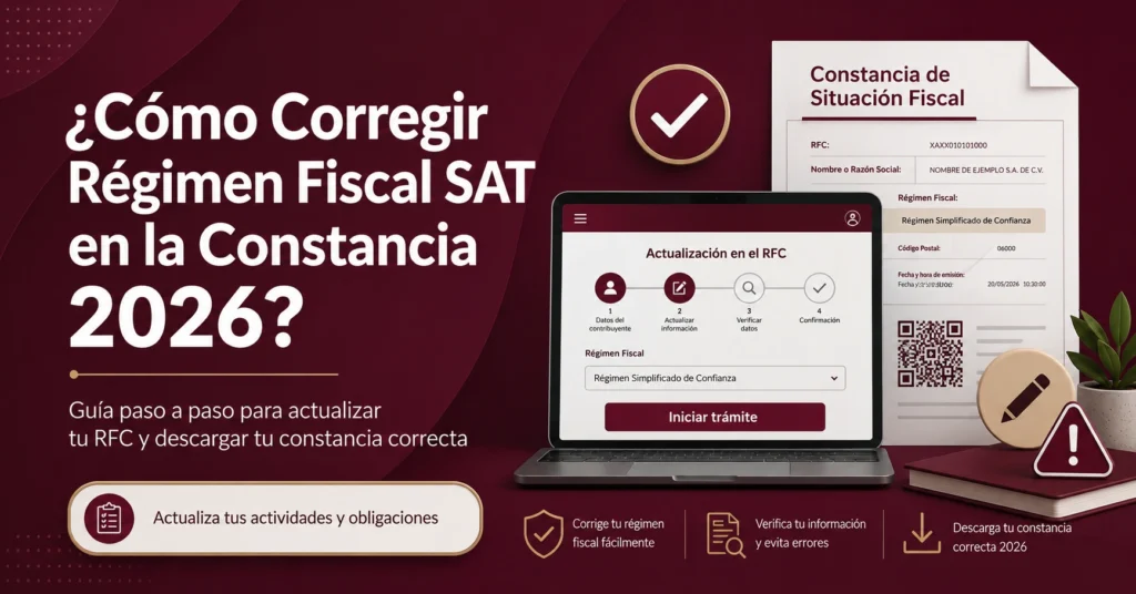 ¿Cómo Corregir Régimen Fiscal SAT en la Constancia 2026