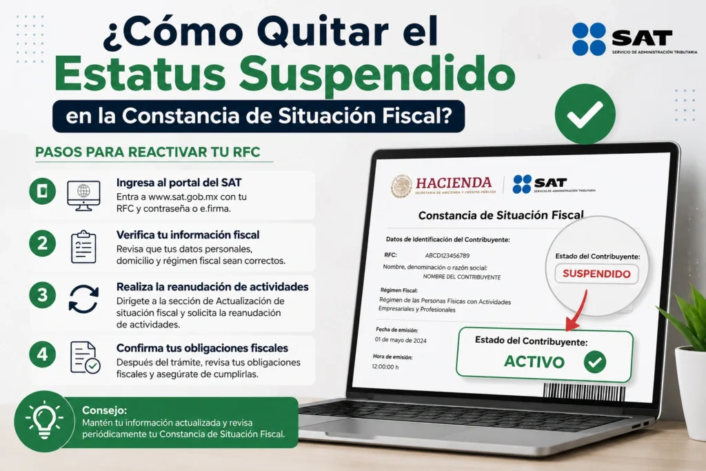 ¿Cómo Quitar el Estatus Suspendido en la Constancia de Situación Fiscal
