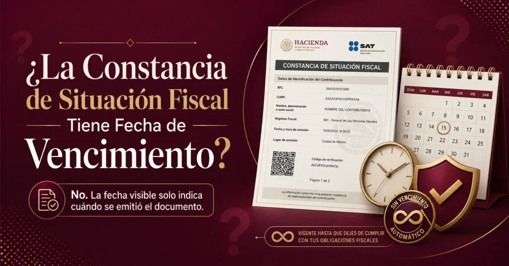 Entonces, ¿la Constancia de Situación Fiscal tiene fecha de vencimiento